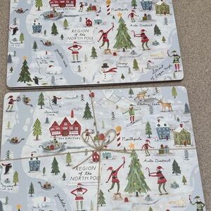 Pottery Barn Holiday Placemats with North Pole Scene